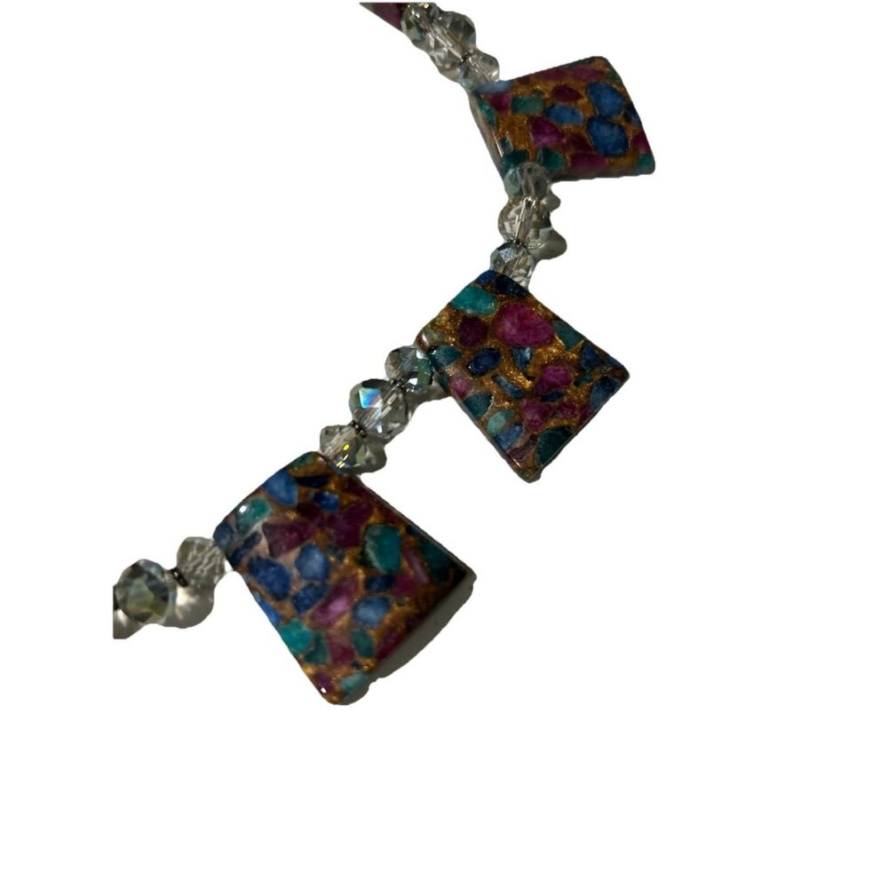 Vintage Donna Dressler Chunky Stone Necklace Silver 925 Clasp Beads - Picture 5 of 10